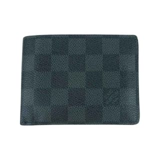 ルイヴィトン(LOUIS VUITTON)のLOUIS VUITTON ルイ・ヴィトン N62663 イニシャル入り ダミエ グラフィット ポルトフォイユ ミュルティプル 財布 ブラック系【中古】(財布)