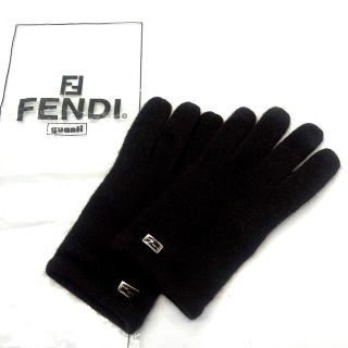 FENDI フェンディ 手袋 グローブ 黒茶 ダークブラウン Mサイズ