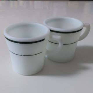 パイレックス(Pyrex)の※U510様※【PYREX】オールドパイレックス　グリーンライン(2個セット)(グラス/カップ)