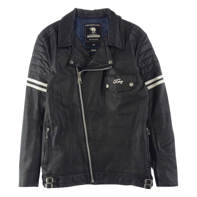 NEIGHBORHOOD ネイバーフッド レザージャケット 18AW TSNH-JK15 04AW FURY ダブル ライダースジャケット レザージャケット ブラック系 L【】