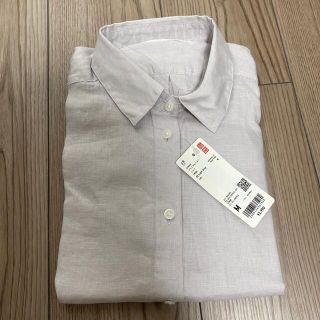 ユニクロ(UNIQLO)のユニクロ プレミアムリネンシャツ ライトグレー Mサイズ(シャツ/ブラウス(長袖/七分))