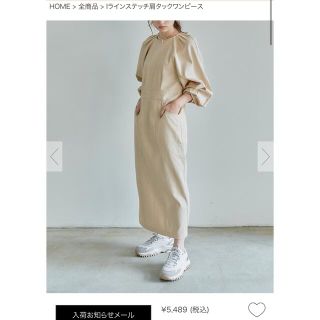 ティティベイト(titivate)の【美品】titivate Iラインステッチ肩タックワンピース　ナチュラルＳサイズ(ロングワンピース/マキシワンピース)