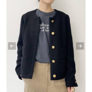 アパルトモンドゥーズィエムクラス(L'Appartement DEUXIEME CLASSE)のアパルトモンTweed Jacket(Black) ツイードジャケット(ノーカラージャケット)