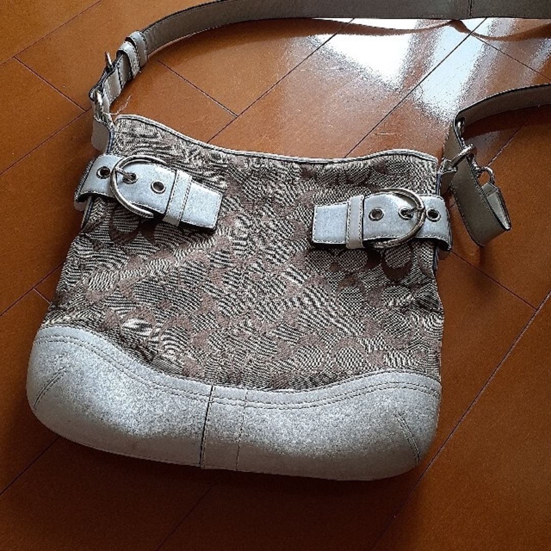 COACH コーチ 2wayショルダーバッグ シグネチャー ホワイト×ブラウン