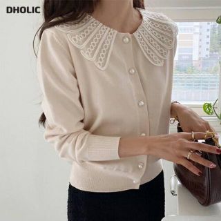 ディーホリック(dholic)の【美品】D holic//レースカラーカーディガン(カーディガン)