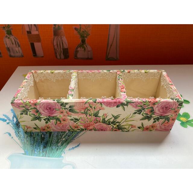 木製 小物ケース 薔薇 レース デコパージュ | フリマアプリ ラクマ