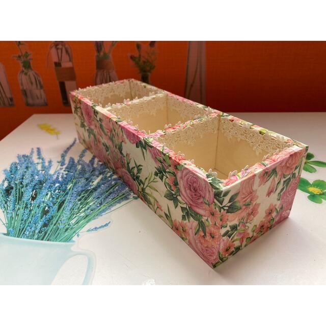 木製 小物ケース 薔薇 レース デコパージュ