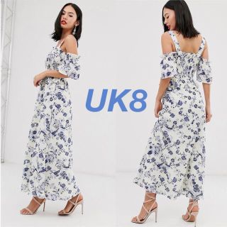 エイソス(asos)の【ASOS】花柄 ロングワンピース    サイズ: UK8(ロングワンピース/マキシワンピース)