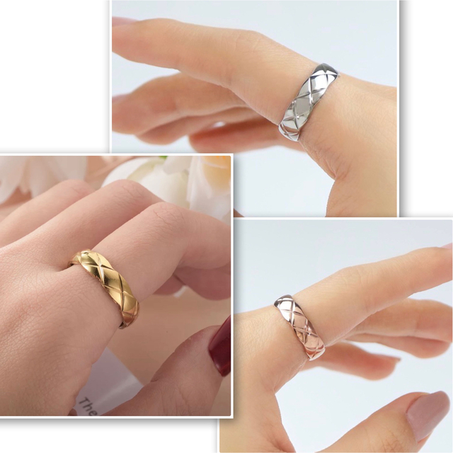 [新品] 指輪 ステンレス マトラッセ リング ピンクゴールド 約16号 レディースのアクセサリー(リング(指輪))の商品写真