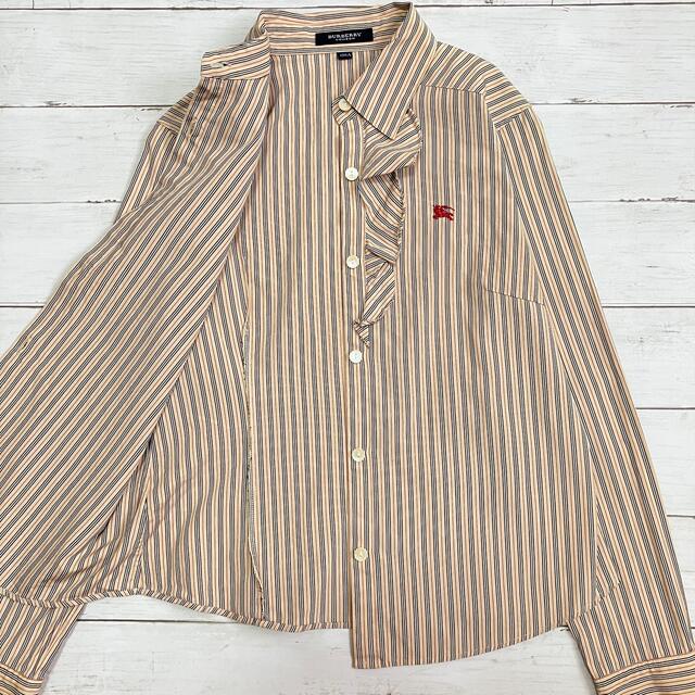 BURBERRY(バーバリー)のバーバリー フリル シャツ 長袖 ノバストライプ ホースロゴ キッズ/ベビー/マタニティのキッズ服女の子用(90cm~)(ブラウス)の商品写真