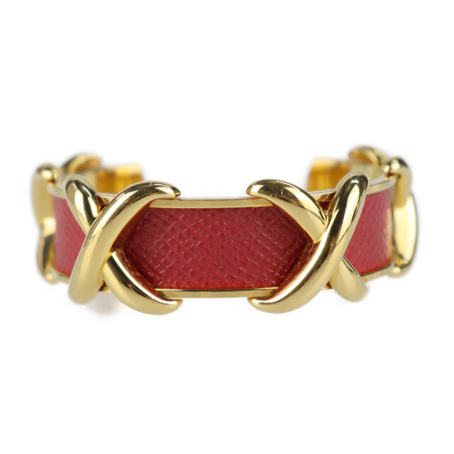 HERMES エルメス バングル メタル リザード ゴールド レッド系 C HERMES エルメス バングル メタル リザード ゴールド レッド系 C