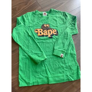 アベイシングエイプ(A BATHING APE)のBAPE kids 長袖Tシャツ緑140cm 日本製(Tシャツ/カットソー)