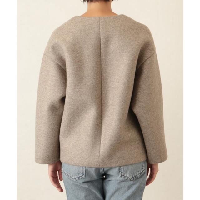 プラージュ ボンディングショートコート ノーカラーコート ウール混