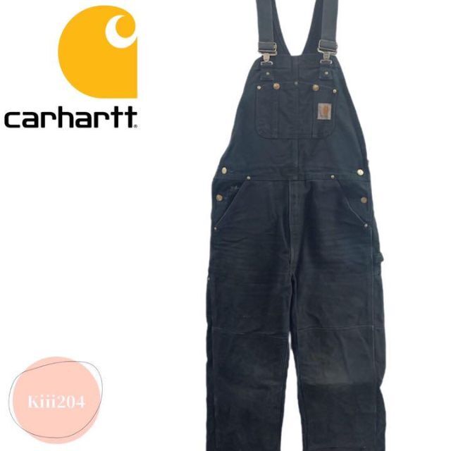 Carhartt ダック オーバーオール 黒 34×36 ワークウェア メキシコ 高 ...