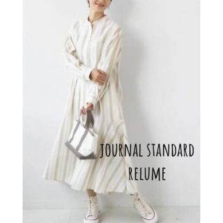 ジャーナルスタンダードレリューム(JOURNAL STANDARD relume)の美品★ジャーナルスタンダード　レリューム　ストライプフレアーシャツワンピース(ロングワンピース/マキシワンピース)