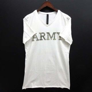 ダブルジェーケー(wjk)のダブルジェイケイ wjk カモ レザー ARMY カットソー Tシャツ Vネック(Tシャツ/カットソー(半袖/袖なし))