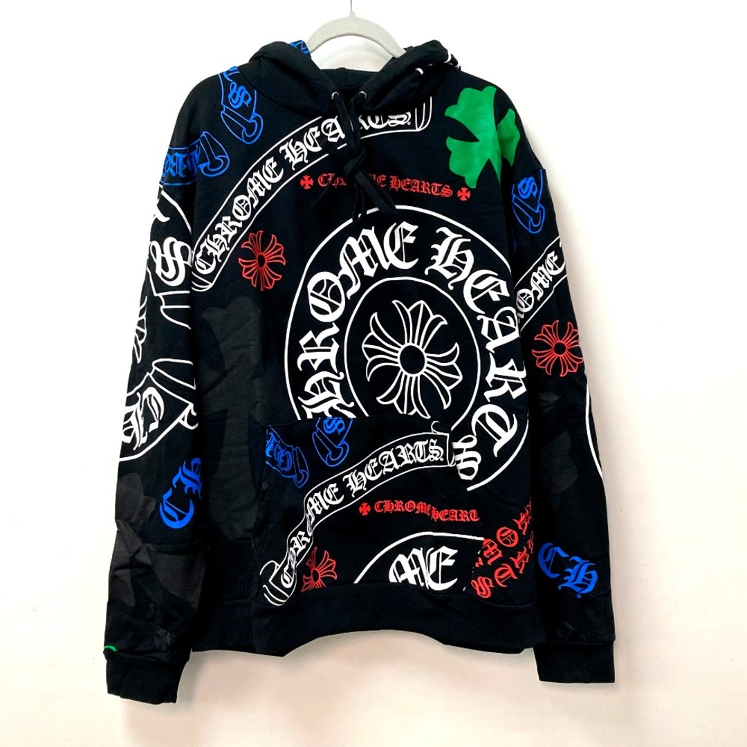 クロムハーツ CHROME HEARTS STENCIL HOODIE ステンシル クロス プラス ロゴ スウェット プルオーバー パーカー コットン ブラック×マルチカラー 未使用