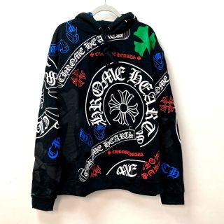 クロムハーツ(Chrome Hearts)のクロムハーツ CHROME HEARTS STENCIL HOODIE ステンシル クロス プラス ロゴ スウェット プルオーバー パーカー コットン ブラック×マルチカラー 未使用(パーカー)