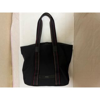 ポールスミス(Paul Smith)の【極美品】ポールスミス トートバッグ マルチストライプ　黒　ナイロン(トートバッグ)