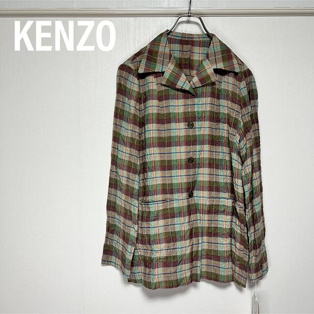 KENZO ケンゾー　シャツ　チェック　ワッシャー加工　シワ加工　日本製　長袖