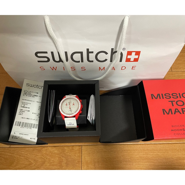 腕時計(アナログ)OMEGA&SWATCH MISSION TO MARS 新品未使用　保証書付き