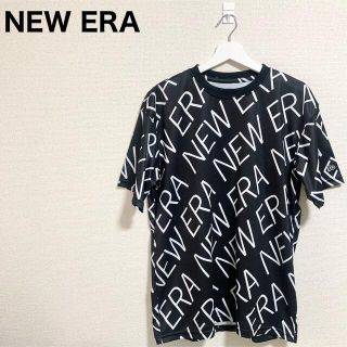 ニューエラー(NEW ERA)の★美品★ニューエラ Tシャツ メンズL 黒 白 ロゴ柄 ビッグロゴ(Tシャツ/カットソー(半袖/袖なし))