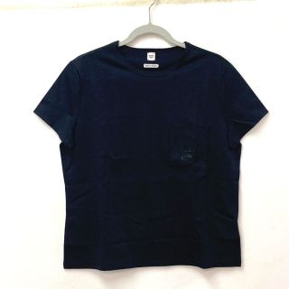 エルメス(Hermes)のエルメス HERMES Tシャツ ポケット刺繍 カットソー トップス 半袖Ｔシャツ コットン ブラック 美品(Tシャツ(半袖/袖なし))