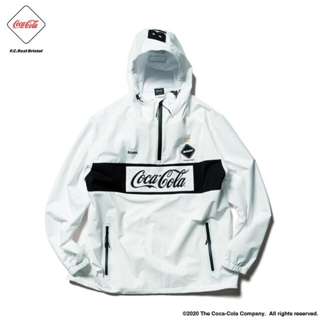 F.C.R.B.(エフシーアールビー)の20ss fcrb「COCA-COLA HALF ZIP ANORAK」ホワイト メンズのジャケット/アウター(ナイロンジャケット)の商品写真