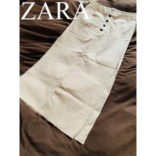 ザラ(ZARA)の新品　ZARA ザラ　スカート　ロングスカート　ストライプ　スリット　人気　完売(ロングスカート)