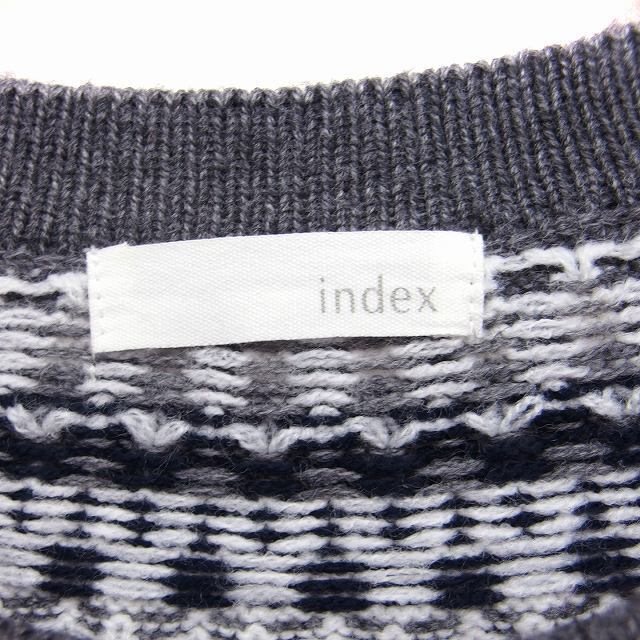 INDEX(インデックス)のインデックス INDEX ニット ワンピース 柄 ひざ丈 長袖 丸首 丸ヨーク レディースのワンピース(ひざ丈ワンピース)の商品写真