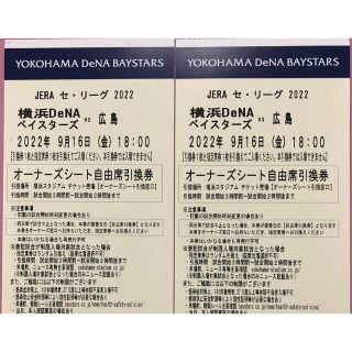 ヨコハマディーエヌエーベイスターズ(横浜DeNAベイスターズ)の横浜ベイスターズ　観戦ペアチケット(野球)