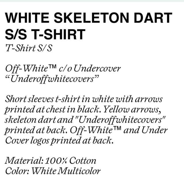 OFF-WHITE(オフホワイト)のoff white undercover コラボTEE オフホワイト メンズのトップス(Tシャツ/カットソー(半袖/袖なし))の商品写真