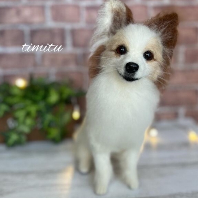 羊毛フェルト　うちの子風マスコット　オーダー　愛犬　パピヨンダックスフンド