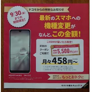 エヌティティドコモ(NTTdocomo)のドコモ クーポン券(その他)