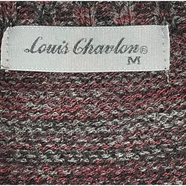 Louis Chavlonルイ シャブロン ニットセーター　グレー×エンジ  M メンズのトップス(ニット/セーター)の商品写真