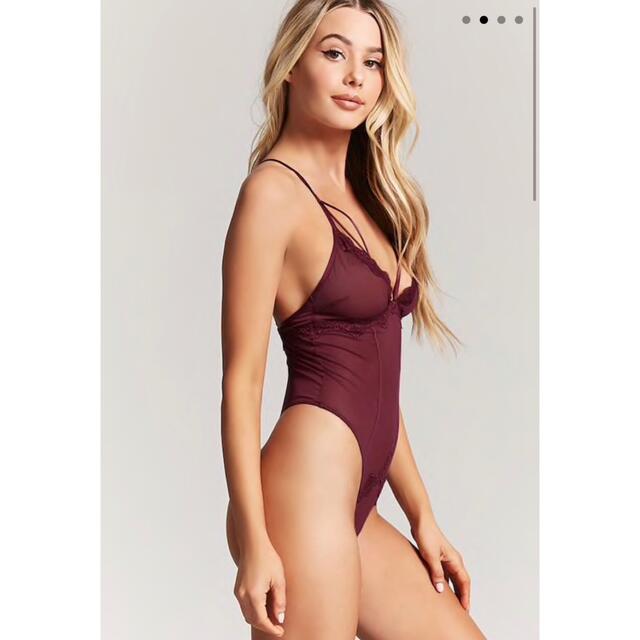 FOREVER 21(フォーエバートゥエンティーワン)の新品未使用　forever21 ボディスーツ　ボルドー　アンダーウェア レディースの下着/アンダーウェア(その他)の商品写真