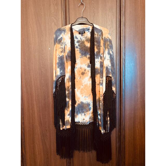 TOPSHOP(トップショップ)のTOPSHOPタイダイフリンジKIMONOガウン レディースのジャケット/アウター(ガウンコート)の商品写真