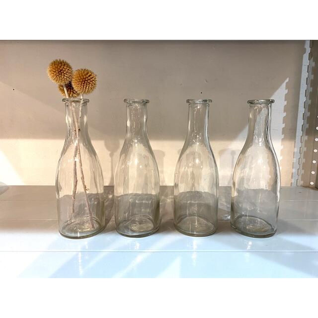 4個セット 買い付け　ガラス瓶  北欧ヴィンテージ 花瓶 花器 18.5cm