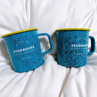 スターバックスコーヒー(Starbucks Coffee)のスターバックス エナメルマググリーン　ほうろう　2個セット(グラス/カップ)