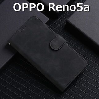 OPPO Reno5a ケース 手帳 ブラック(Androidケース)