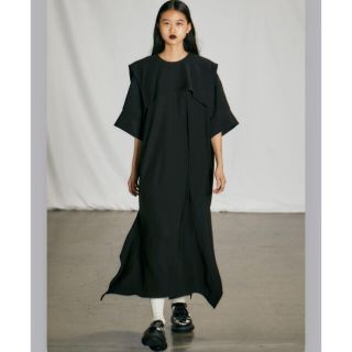 美品 ENFOLD ダブルクロス5分袖ドレス 完売品 ロングワンピース 38 黒