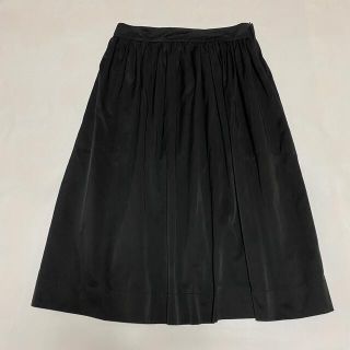 ザラ(ZARA)のZARA  ミモレ丈 ギャザー タフタスカート 黒  秋(ロングスカート)