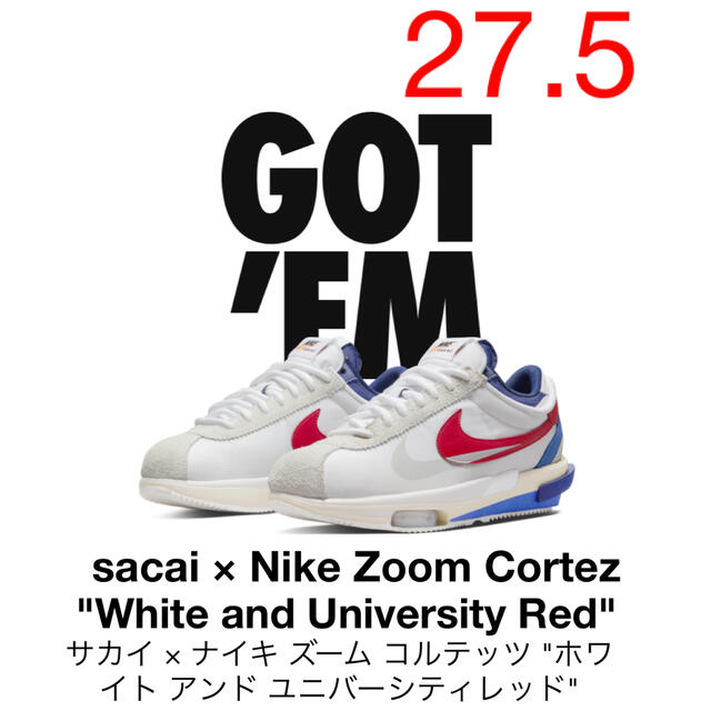 NIKE(ナイキ)の27.5 sacai × Nike Zoom Cortez サカイ コルテッツ メンズの靴/シューズ(スニーカー)の商品写真