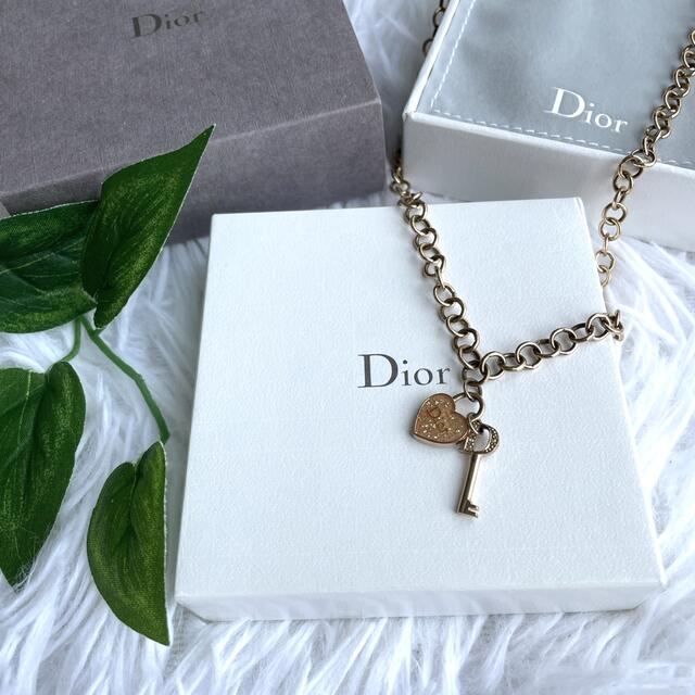クリスチャンディオール Dior ハート カギ ロゴ ネックレス ゴールド