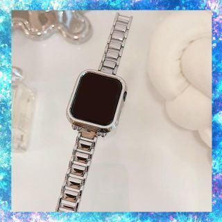 アップルウォッチ(Apple Watch)のクロムコート ❤シルバー バンド apple watch SE 40 41(腕時計)