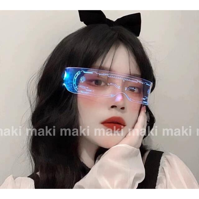 7色ゴーグルコスプレUSB充電式めがねメガネLEDアニメ サイバー パンク 眼鏡 レディースのファッション小物(サングラス/メガネ)の商品写真