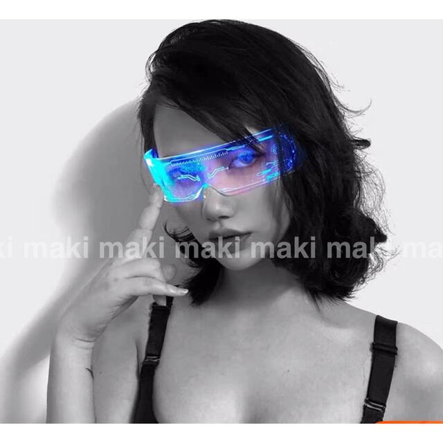 7色ゴーグルコスプレUSB充電式めがねメガネLEDアニメ サイバー パンク 眼鏡 レディースのファッション小物(サングラス/メガネ)の商品写真