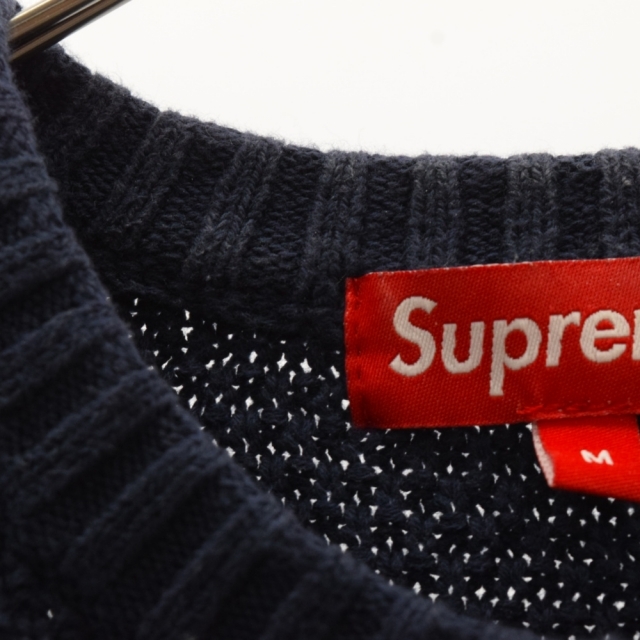 Supreme(シュプリーム)のSUPREME シュプリーム 20AW Textured Small Box Sweater テクスチャード スモールボックスロゴ クルーネックニットセーター ネイビー メンズのトップス(ニット/セーター)の商品写真