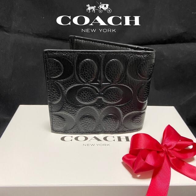 COACH(コーチ)のギフト⭕️ コーチ 本革シグネチャー ミニマル 財布 希少品レア メンズのファッション小物(折り財布)の商品写真