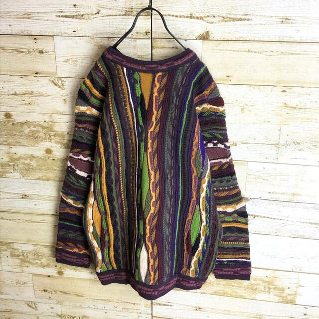 即完売 coogi クージー 立体 編込み 3Dニット マルチカラー 総柄 【楽